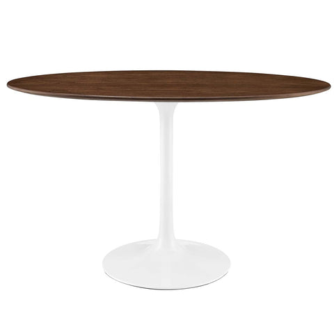 Modway Lippa 48" Mid-Century Modern Dining Table with Oval Top in Walnut