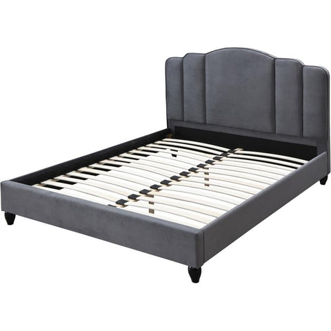 Acme Furniture Giada Channel-Tufted Fabric Eastern King Platform Bed in Charcoal