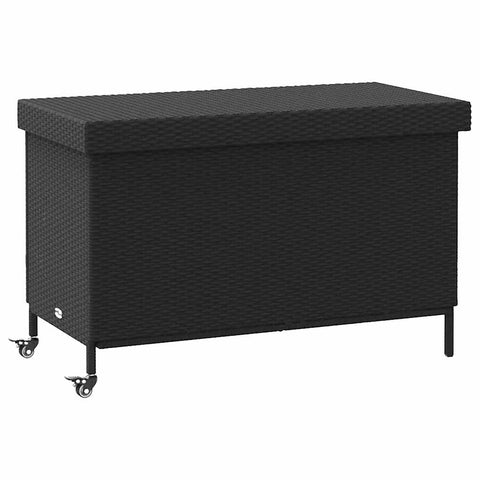 vidaXL Garden Storage Box Black Poly Rattan 43.3 x 21.7 in