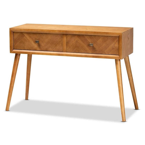 Baxton Studio Brown Finished Wood 2-Drawer Console Table