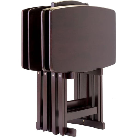 Oakestry Folding Wooden Tray Table Portable, Lightweight and Functionality with No Assembly Required Espresso Color, 15.75" D X 23.62" W X 25.51"