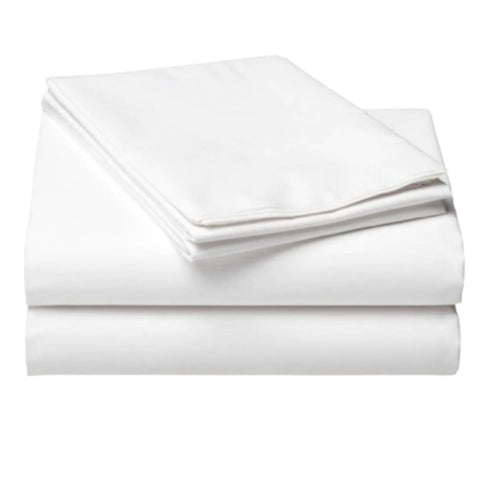 Kemp USA White Bedding Flat Sheets - Breathable, Compact & Durable - Woven from 70% Cotton and 30% Polyester with 180 Thread Count White Flat Sheet - Ideal for Hospital, Salon & Nursing Home Bed Use