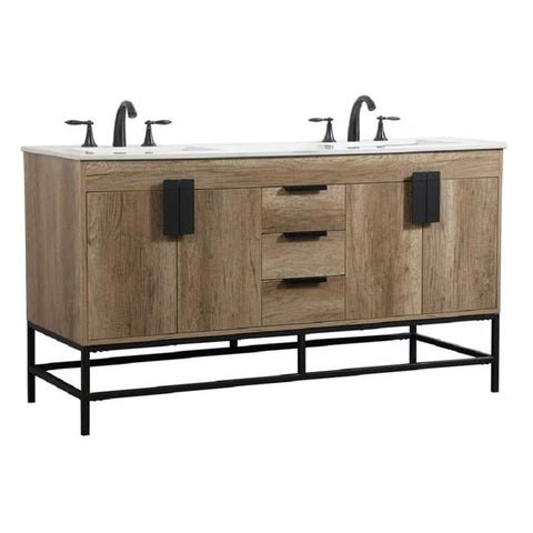 Elegant Decor Indoor Modern Under Sink Bathroom Fixtures Storage Organizer Cabinet 24 inch Single Bathroom Vanity - Blue with backsplash