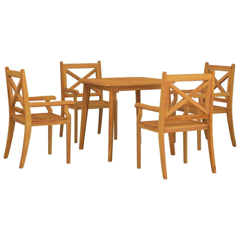 vidaXL Solid Acacia Wood Medium Durable Garden Dining Set in Natural/Brown