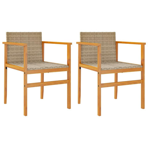 vidaXL â€“ Patio Chairs/Outdoor Garden Furniture/2 Pcs Beige Poly Rattan/Solid Wood â€“ Comfortable Seats with Supportive Backrest & Armrests for Deck/Patio â€“ Durable & UV-