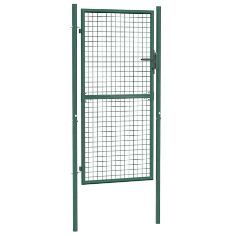 vidaXL Wire Mesh Fence Gate, Garden Gate for Entryway, Patio, Yard, Heavy-Duty Steel, Easy In-Ground Installation, Anti-Rust, Lockable, 3.3ft W x 7.4ft H Green
