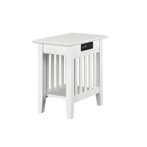 AFI, Mission Chair Side Table with Charging Station, White