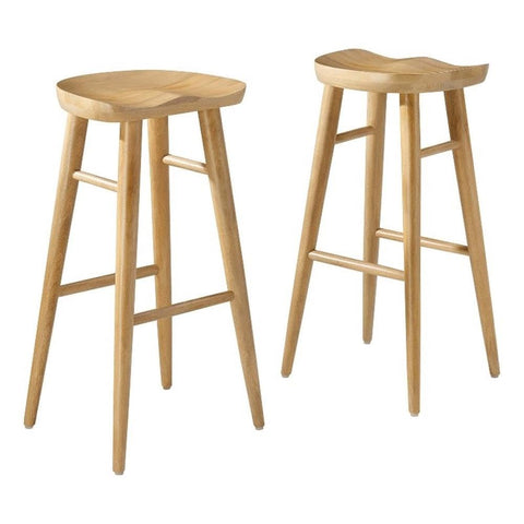 Modway EEI-6740-OAK Saville Backless Wood Bar Stools - Set of 2, Oak