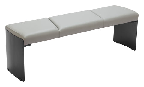 Zuo Mur Bench Gray, Gray Bench, Modern Style, Faux Leather, Seats up to 2, Plywood, Indoor Living, 55.1" W x 15.7" D x 18.1" H