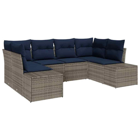 vidaXL Garden Sofa Set with Cushion 6 pcs Grey Poly Rattan, Chill in Style: Modern Patio Sofa Set, Weatherproof and Durable, Perfect for Gardens and Terraces