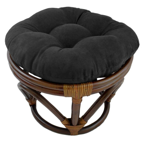 Rattan Ottoman with Micro Suede Cushion