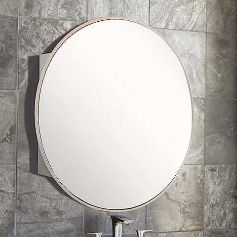 Bellaterra Home 8820-MC-SL Round Metal Frame Medicine Cabinet in Brushed Silver