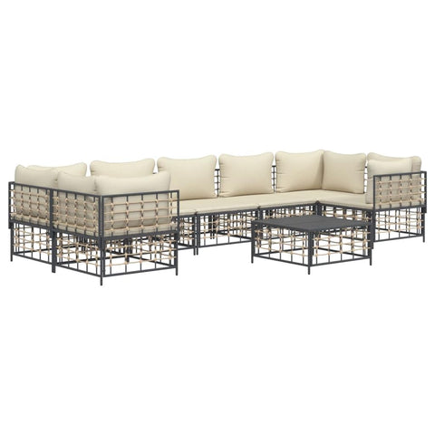 vidaXL Anthracite Poly Rattan Modular Patio Lounge Set// 7-Piece Outdoor Sofa Set with Cushions//Weather- Garden Furniture