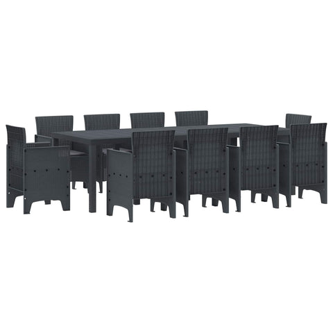 vidaXL Garden Dining Set 11 pcs Anthracite Polypropylene, Outdoor Dining Set for Garden, Modern Lightweight Table, Durable Seats for Chill Meals