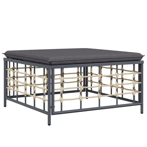 vidaXL Stylish Patio Table with Powder-Coated Steel Frame, PE Rattan Material, Outdoor Coffee Table in Anthracite Dark Gray with Stable Tabletop and Weather- for Garden Use