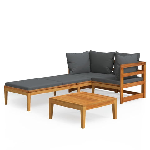 vidaXL Patio Lounge Set 3 Piece, Patio Furniture Set for Outside Garden, Sun Lounger with Cream White Cushions, Chaise Lounge, Acacia Wood