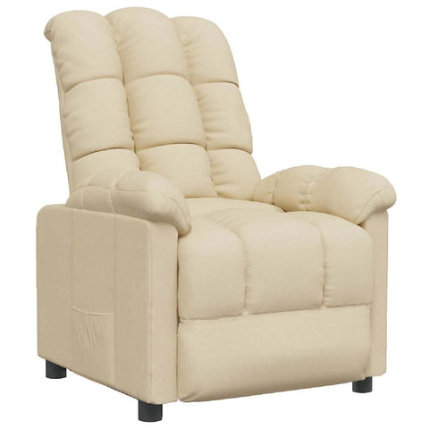 vidaXL Compact Fabric Recliner in Cream - Modern-Style Relaxation Chair with Sturdy Iron and Plywood Construction, Sponge and PP Cotton Filling for Comfort