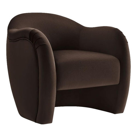 Modway Compose Barrel Chair with Performance Velvet Fabric in Chocolate Brown – Upholstered Accent Armchair with Curved Backrest – Cozy Lounge Chair for Reading – Round Comfy Single Sofa Club Chair