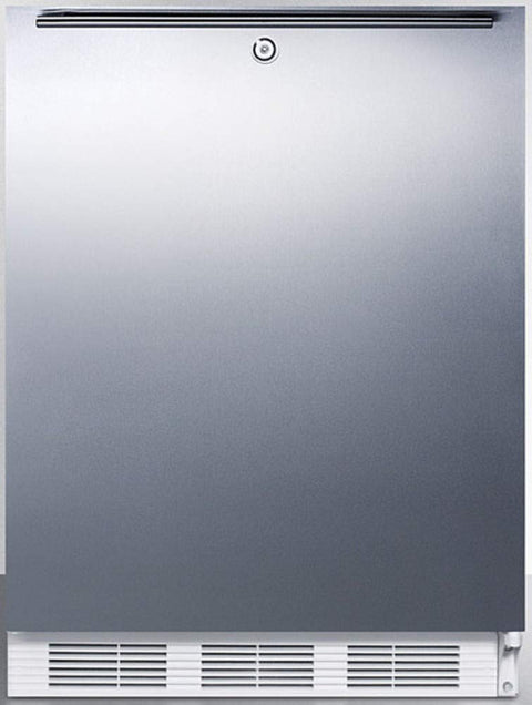 Summit Appliance FF6LW7SSHHADA ADA Compliant Commercial All-refrigerator for Freestanding General Purpose Use with Lock, Stainless Steel Wrapped Door, Horizontal Handle and White Cabinet