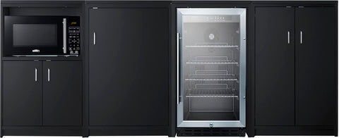 85Inch wide casework suite with refrigerator microwave and cabinets