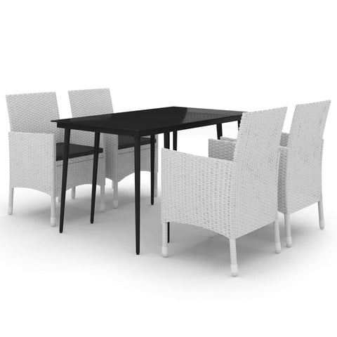 vidaXL Patio Dining Set 5 Piece with Cushions Garden Outdoor Lawn Yard Terrace Balcony Table and Chair Seat Seating Furniture Poly Rattan and Glass