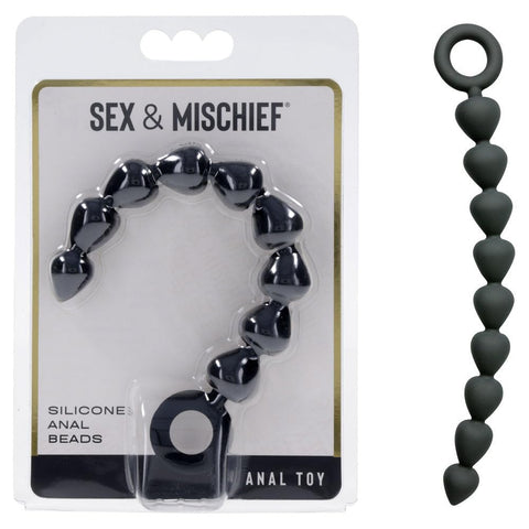 SPORTSHEETS - SEX & MISCHIEF: Silicone Anal Beads for Adult Play (Black)