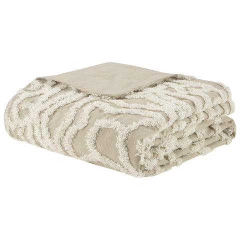 Oakestry 3Pc All Season Cozy Bedding Shabby Chic Comforter Cover Durable Soft Comfy Chenille Tufted Medallion Design, Matching Shams, Taupe King/Cal King(104"x92")