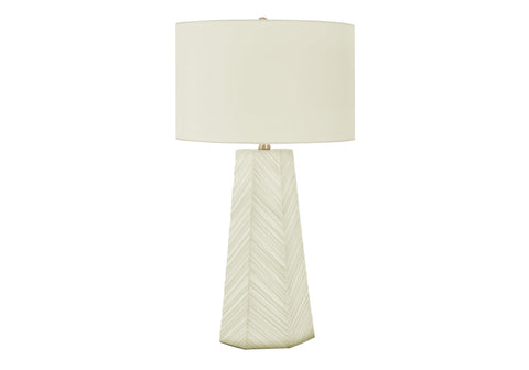 Monarch Specialties I 9614 LightingTable Lamp, White Ceramic, Ivory/Cream Shade, Contemporary