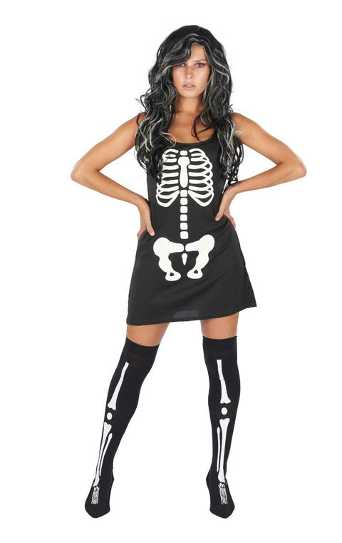 Orion Costumes Women's Black Skeleton Print Halloween Fancy Dress Costume