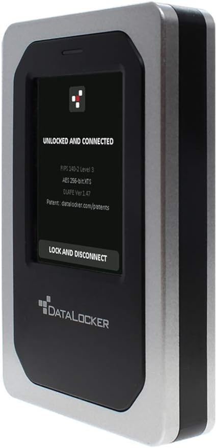 DataLocker DL4 FE 1 TB Password Protected Hardware Encrypted HDD, Easy Screen Guided Use, AES 256, IP64 Dust, TAA Compliant Trusted Supply Chain, OS Independent, USB-C/USB-A