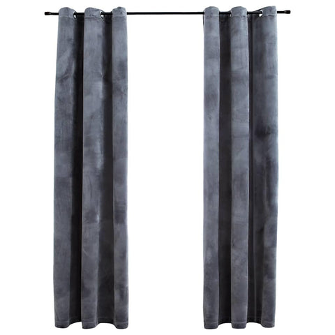 vidaXL Curtains 2 Pcs, Blackout Curtains for Bedroom Living Room, Window Blinds with Rings, Darkening Curtains Drapery, Anthracite Velvet