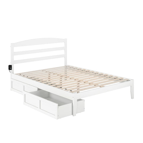Warren Platform Bed Q with Drawers WH