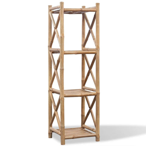 vidaXL 4-Tier Bamboo Shelf Square - Compact, Versatile Freestanding Shelf for Bathroom, Living Room or Patio, 13.8" x 13.8" x 46", Brown