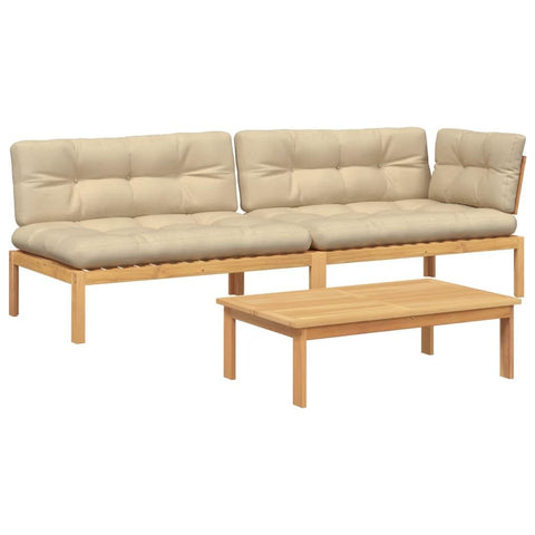 vidaXL 3-Piece Garden Sofa Set Made of Pallets with Cushion Acacia Wood