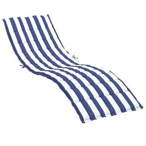 vidaXL Oxford Fabric Sun Lounger Cushion with Foam Fiber Filling, Versatile Use, Perfect Fitting Design, Blue & White Stripe, Water Repellent