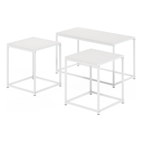 Oakestry Camnus Modern Living Room Table Set Coffee Table Two End Tables Wooden Furniture Contemporary Home Decor Accent Tables (Solid White)