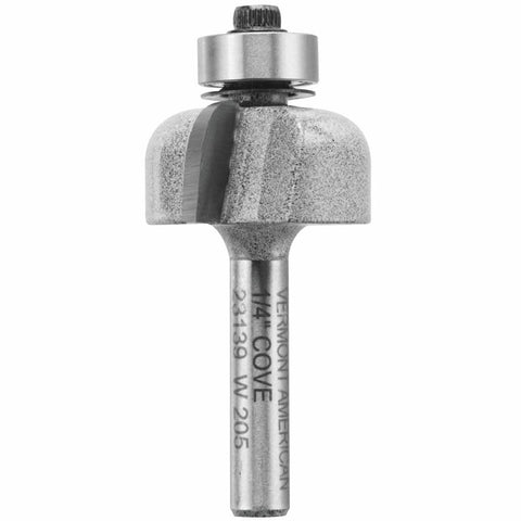Vermont American 23139 1/4-Inch Radius Carbide Tipped Cove Router Bit, 1/2-Inch Ball Bearing 2-Flute 1/4-Inch Shank