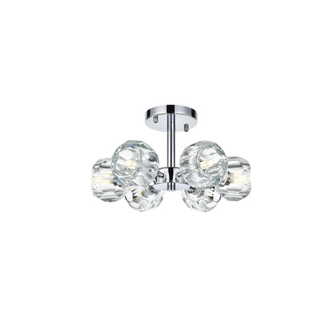 Elegant Lighting Eren 6-Light Metal & Crystal Flush Mount in Chrome/Clear