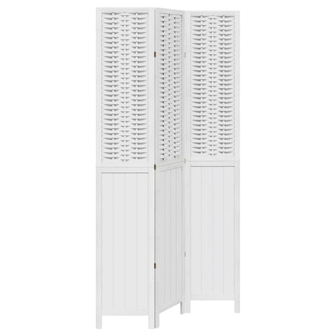 vidaXL Room Divider 3 Panels, Privacy Screen, Room Separator for Bedroom Office, Foldable Room Partition, White Solid Wood Paulownia
