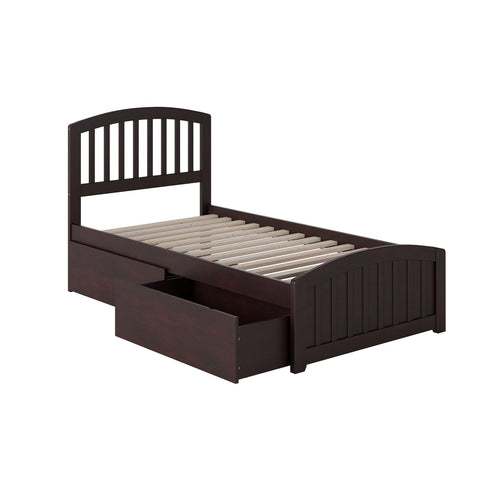 Richmond Twin Platform Bed with Matching Foot Board with 2 Urban Bed Drawers in Espresso