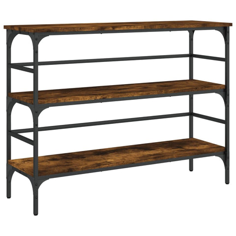 vidaXL Console Table Smoked Oak Engineered Wood with Metal Frame - Versatile Hallway Sofa Table with Shelves for Living Room Storage, Smoked Oak