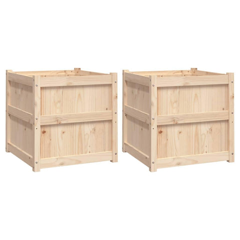 vidaXL Garden Planters - Decorative Outdoor Herb Plant Pots, Solid Pine Wood, 23.6 x 23.6 x 23.6 inches, 2 Pcs, Brown/Natural