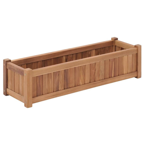 vidaXL Solid Teak Wood Raised Bed â€“ Durable and Weather- Garden Planter â€“ Unique, Fine-Sanded Waterbase Finish â€“ Easy to Assemble â€“ Dimensions: 39.4"x11.8"x9.8"