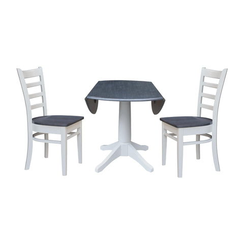 International Concepts 42" Round Top Dual Drop Leaf Pedestal Table with 2 Dining Chairs