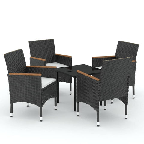 vidaXL Patio Dining Set 5 Piece with Cushions Garden Outdoor Lawn Yard Terrace Balcony Table and Chair Seat Seating Furniture Black