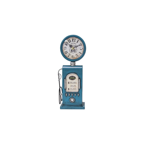 Yosemite Home Decor Route 66 Transitional Metal Table Top Clock in Blue