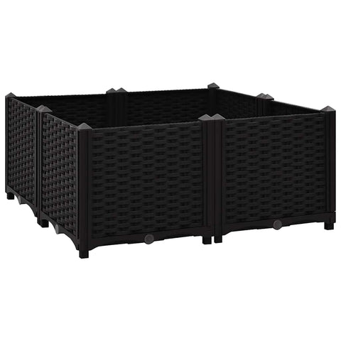 vidaXL Raised Garden Bed, 31.5x31.5x15 Inches, Durable Polypropylene, Black - Large Capacity Outdoor Planter, Easy Assembly, for Multiple Plant Types