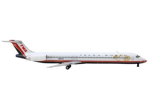 Mcdonnell Douglas MD-82 Commercial Aircraft Trans World Airlines White with Red Stripes 1/400 Diecast Model Airplane by GeminiJets