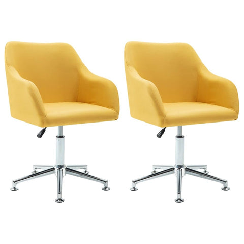 vidaXL Contemporary Swivel Dining Chairs in Yellow, Fabric Upholstered - Set of 2 - Stylish, Comfortable, Adjustable and Versatile Furniture for Dining Room, Living Room, Office or Bedroom