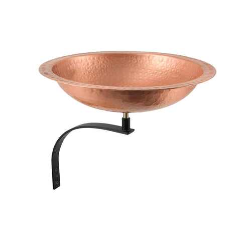 Oakestry Hammered Solid Wall Mount Bracket Birdbath Satin Copper Finish Outdoor Garden Wildlife Water Feature Fence Patio Vertical Accent